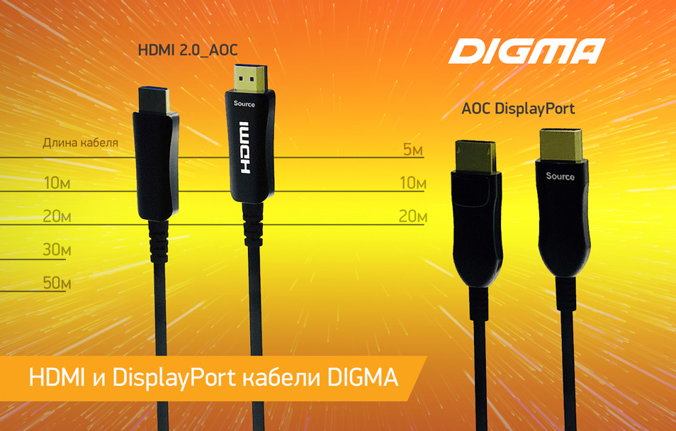 Бренд DIGMA представил новые кабели стандартов HDMI и DisplayPort